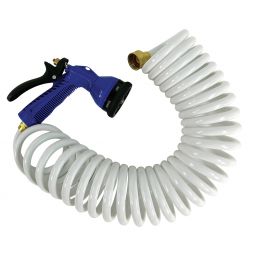 Whitecap 15 ft. White Coiled Hose w/Adjustable Nozzle