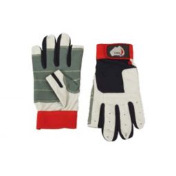 SEA Sailing Glove Cut (Synthetic Leather w/ Kevlar Stitching) 3 Fingers - Grey/White/Red